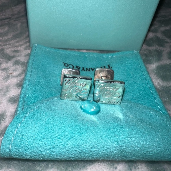 Tiffany & Co. Notes Cufflinks Script New York Men's 925 Sterling Silver Jewelry - Picture 2 of 6